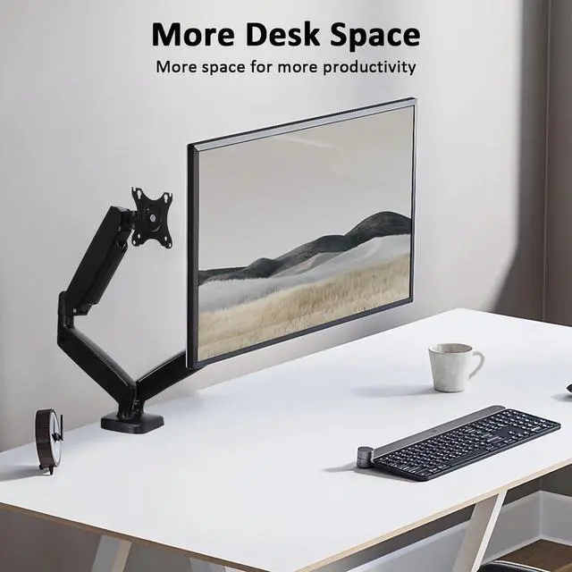 Alt view image 6 of 6 - Dual Monitor Desk Mount for 2 Monitors Max 32 inch Screen Gas Spring Arm Stand with Clamp/Grommet Mounting Base VESA 75x75mm & 100x100mm Mounts Fit 4.4-17.6lbs Computer Black