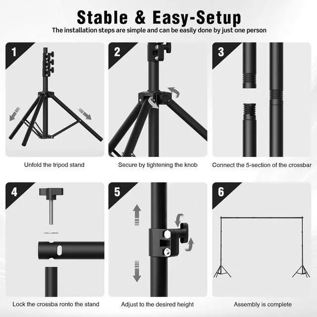 Alt view image 5 of 7 - Backdrop Stand 10 x 7.5 FT for Parties Adjustable Photo Backdrop Stand Kit for Wedding Studio Photography Background Stand with Sandbags Spring Clamps Carry Bag