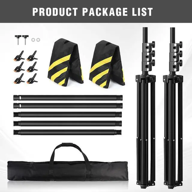 Alt view image 6 of 7 - Backdrop Stand 10 x 7.5 FT for Parties Adjustable Photo Backdrop Stand Kit for Wedding Studio Photography Background Stand with Sandbags Spring Clamps Carry Bag