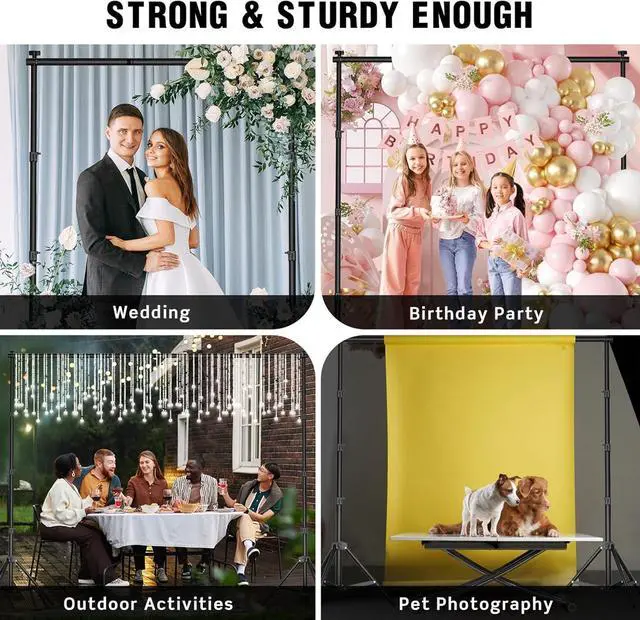Alt view image 7 of 7 - Backdrop Stand 10 x 7.5 FT for Parties Adjustable Photo Backdrop Stand Kit for Wedding Studio Photography Background Stand with Sandbags Spring Clamps Carry Bag