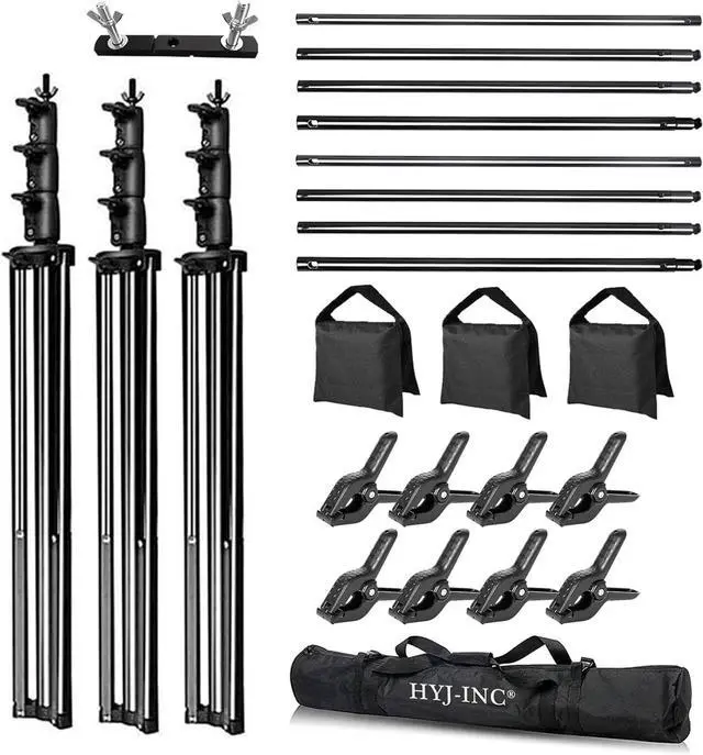 Alt view image 2 of 7 - Photo Video Studio 20ft (Wide) x 10ft (Tall) Heavy Duty Adjustable Width & Length Photography Backdrop Stand Background Support System Kit with Spring Clamps Sandbags Carry Bag