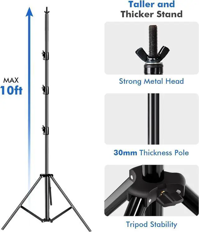 Alt view image 3 of 7 - Photo Video Studio 20ft (Wide) x 10ft (Tall) Heavy Duty Adjustable Width & Length Photography Backdrop Stand Background Support System Kit with Spring Clamps Sandbags Carry Bag