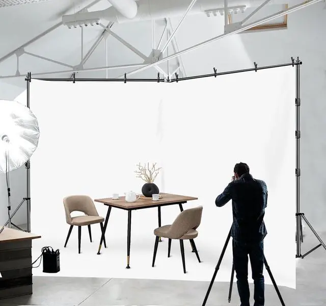 Alt view image 7 of 7 - Photo Video Studio 20ft (Wide) x 10ft (Tall) Heavy Duty Adjustable Width & Length Photography Backdrop Stand Background Support System Kit with Spring Clamps Sandbags Carry Bag
