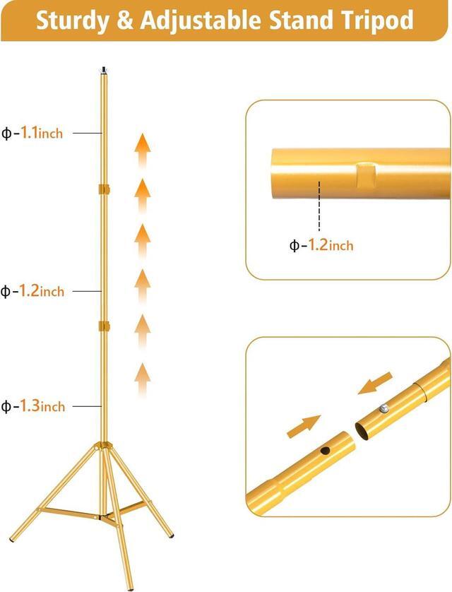 Alt view image 3 of 7 - 10ft x 7ft - Titanium Gold Adjustable Photography Backdrop Support System Photo Video Studio Background Stand Kit with Carry Bag for Portrait & Studio Photography