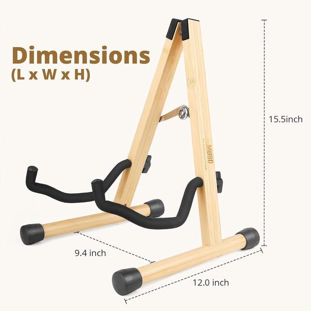 Alt view image 3 of 7 - Guitar Stand Acoustic Guitar Stand Wood Classical Electric Guitar Stand Foldable Bass Guitar Stand Guitar Accessories also fit Bass Violin Ukulele(Bamboo)