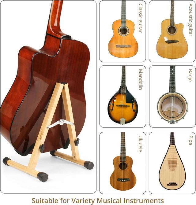 Alt view image 6 of 7 - Guitar Stand Acoustic Guitar Stand Wood Classical Electric Guitar Stand Foldable Bass Guitar Stand Guitar Accessories also fit Bass Violin Ukulele(Bamboo)