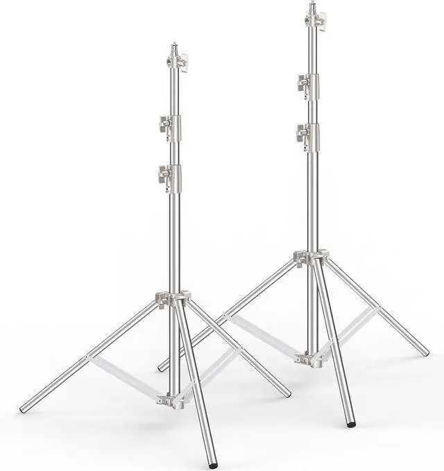 Main image of 9.2 FT Stainless Steel Light Stand Photography, 2 Pack Heavy Duty Photography Tripod Stand with 1/4 to 3/8 Screw Adapter for Strobe,LED Video Light,Ring Light, Monolight, Softbox