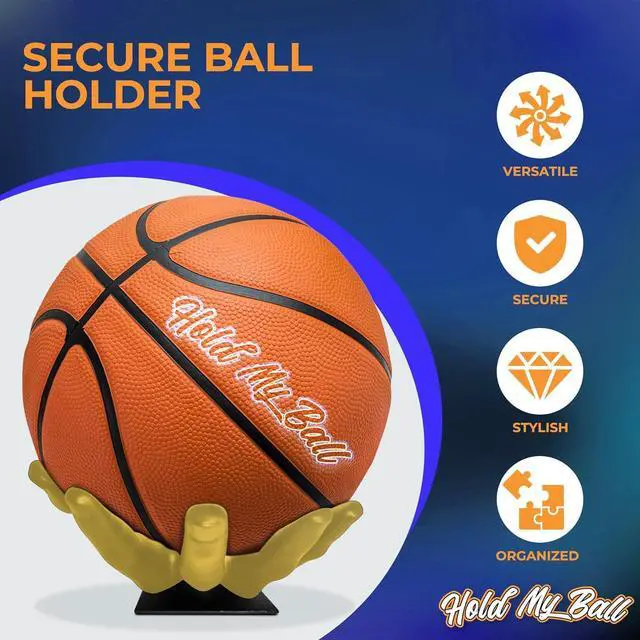 Alt view image 2 of 7 - Large Hand-Sculptured Ball Holder & Stand - Versatile Rack for Basketball Soccer or Volleyballs - Durable Sports Display Organizer Basketball Room Decor Non-Slip Table Stand for Man Cave & More