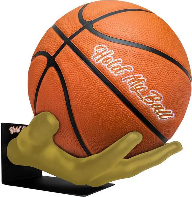 Main image of Large Hand-Sculptured Ball Holder & Stand - Versatile Rack for Basketball Soccer or Volleyballs - Durable Sports Display Organizer Basketball Room Decor Non-Slip Table Stand for Man Cave & More