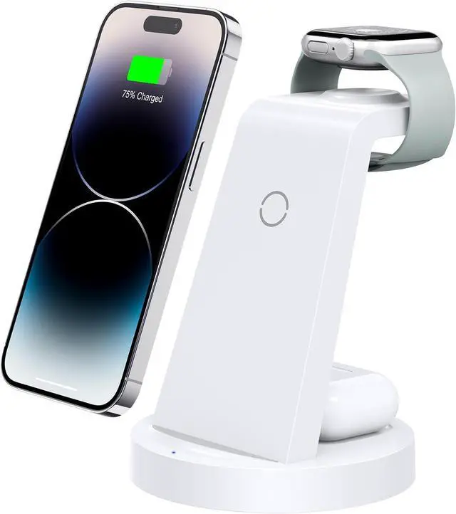 Main image of 3 in 1 Charging Station for iPhone - Wireless Charger for  Products Multiple Devices - Charging Dock Stand for AirPods (for iPhone 16e 16 15 14 13 pro 12 11 X Max)