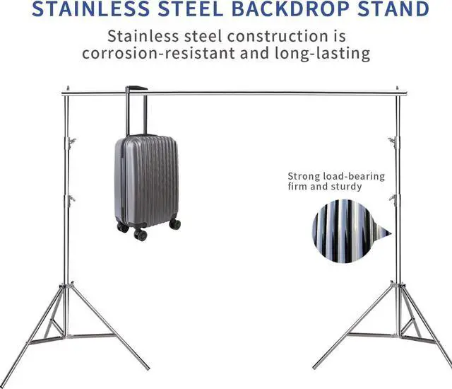Alt view image 2 of 6 - 8.5 * 10 FT Stainless Steel Backdrop Stand Photo Video Adjustable Background Support System Stand Kit with Carry Bag for Parties Wedding Photography Studio