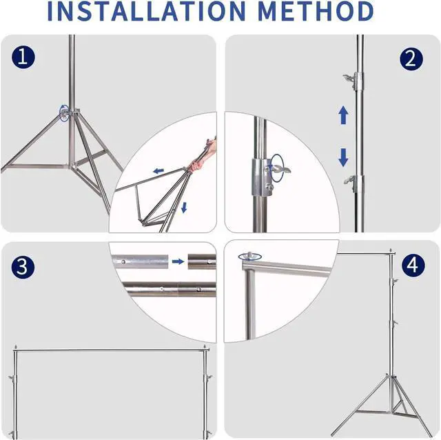 Alt view image 6 of 6 - 8.5 * 10 FT Stainless Steel Backdrop Stand Photo Video Adjustable Background Support System Stand Kit with Carry Bag for Parties Wedding Photography Studio