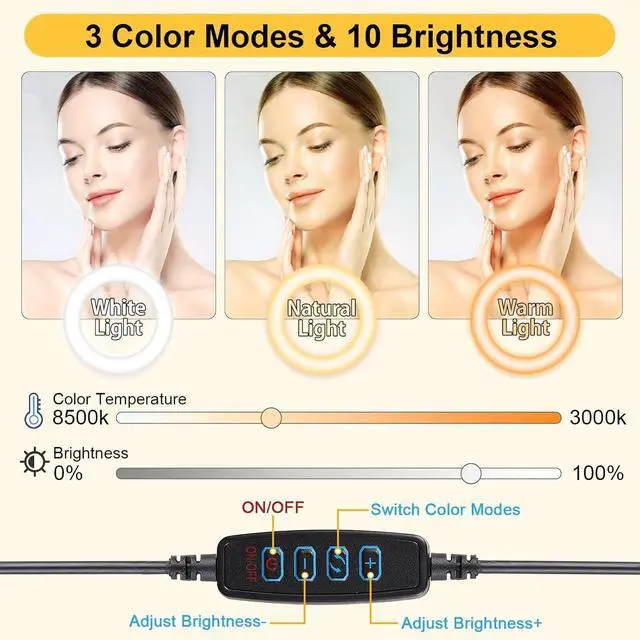 Alt view image 4 of 7 - 12 Ring Light with 81 Tripod Stand Folded Arm Overhead Camera Mount Phone Holder with Casters 3 Color Modes LED Selfie Light for Video Recording Photography Live Streaming TikTok YouTube