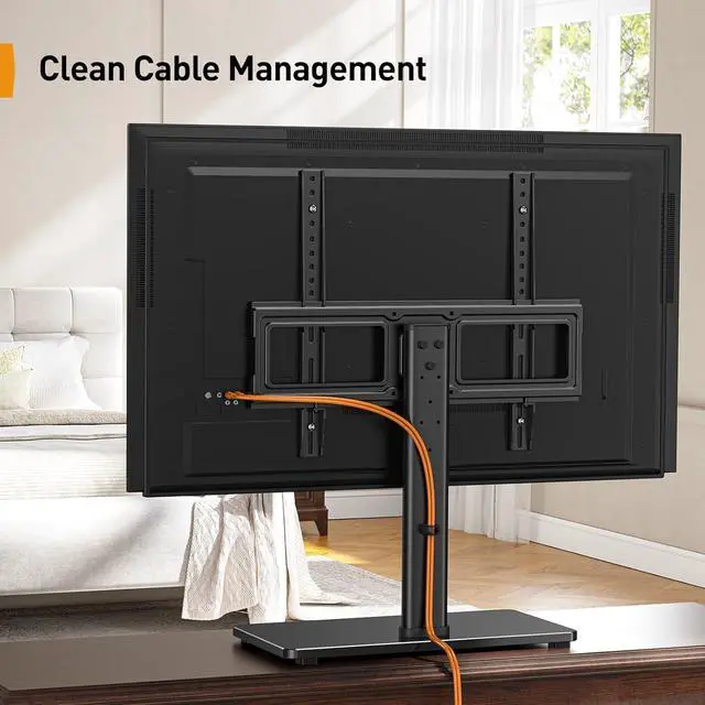 Alt view image 7 of 7 - Perlegear Tabletop TV Stand, Universal TV Stand for 2360 Inch LCD LED OLED TVs, Height Adjustable TV Base Stand with Tempered Glass Base Cable Management,VESA 400x400mm, PGTVS02