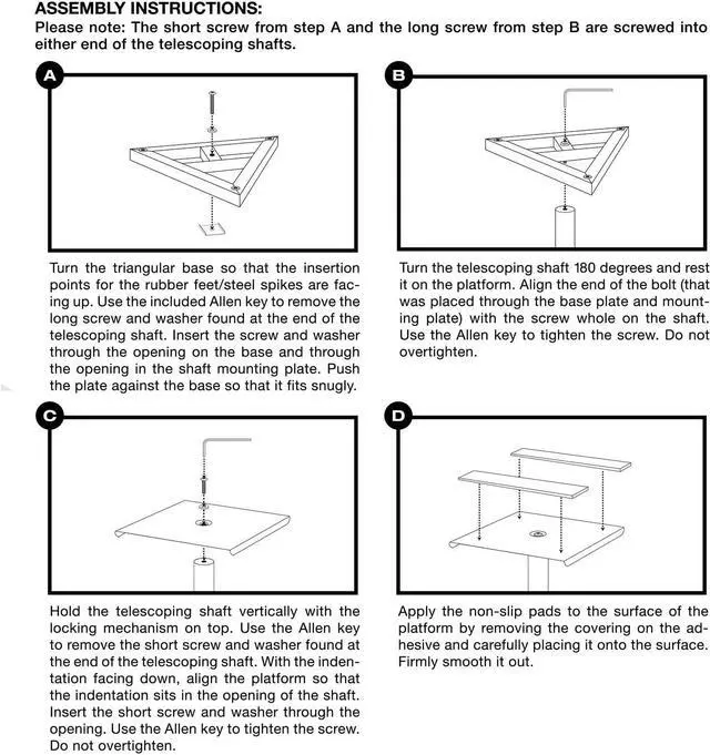 Alt view image 4 of 5 - (TM) Upgraded Height Adjustable Speaker Stands Mounts Two in One Floor Stands Heavy Duty Base and Extendable Tube with 44 LBS Capacity Per Stand 27-43 Height Adjustment