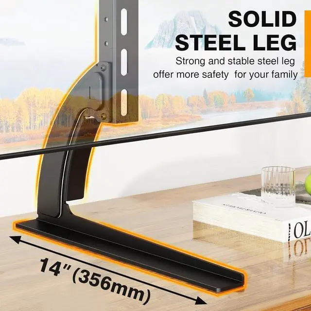 Alt view image 4 of 7 - TAVR Universal Table Top TV Stand Base TV Legs for Most 22 32 37 40 42 47 50 55 65 LCD LED Plasma Flat Screen TVs Height Adjustable Leg TV Replacement Stand Holds up to 88 lbs Max VESA 800x500 mm
