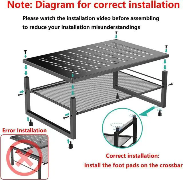 Alt view image 6 of 7 - Desk Organizers and Accessories 2-Tier Metal Monitor Stand Riser Desk Organizer for Monitor Office Desk Storage Organizer for Office Supplies (Black)