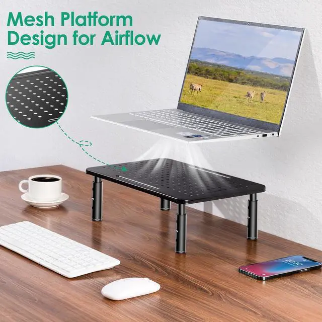 Alt view image 3 of 7 - Monitor Stand Risers for 2 Monitors 3 Height Adjustable Monitor Stand with Pen Holder Dual Monitor Riser Laptop Riser for Office Home School Supplies 2 Pack Black