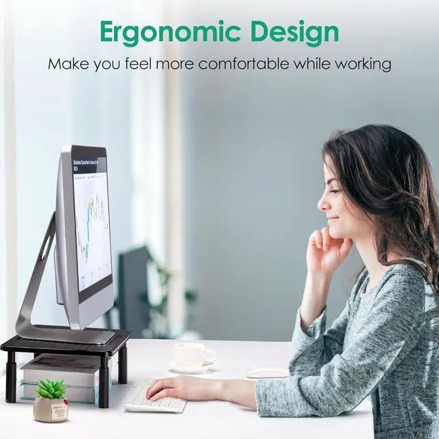 Alt view image 7 of 7 - Monitor Stand Risers for 2 Monitors 3 Height Adjustable Monitor Stand with Pen Holder Dual Monitor Riser Laptop Riser for Office Home School Supplies 2 Pack Black