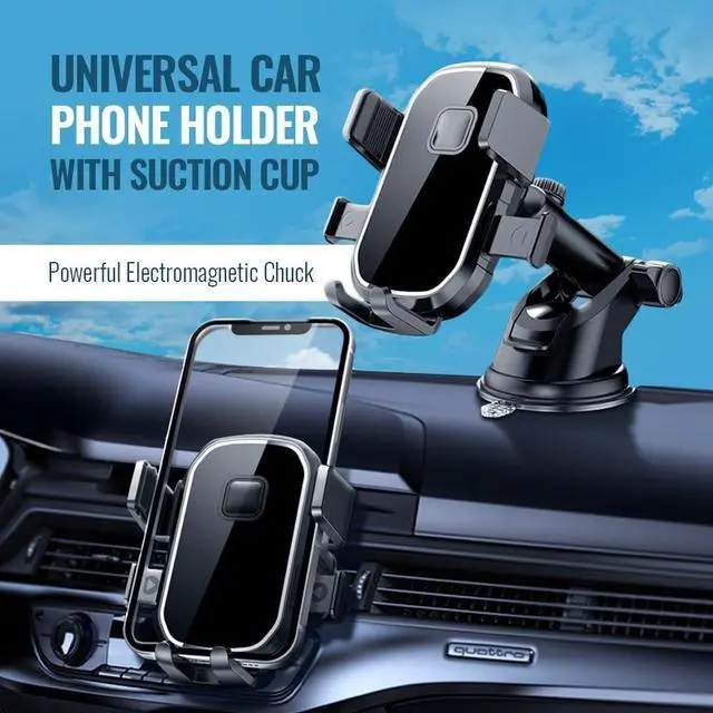 Alt view image 2 of 7 - Upgraded 3-in-1 Phone Holders for Your Car Heavy-Duty Car Phone Mount for Dashboard Windshield & Vent Universal Cell Phone Holder for iPhone & Android