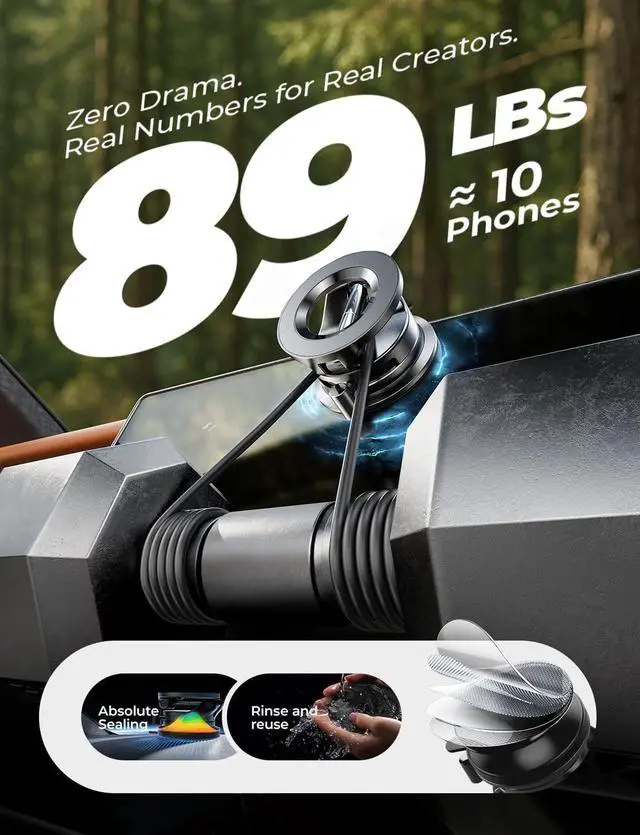 Alt view image 2 of 7 - Suction Cup Phone Mount Vacuum Magnetic Phone Holder 360° Adjustable for MagSafe Car Holder Foldable Suction Phone Mount for Car Truck Boat Vacuum Magnetic Phone Stand for iPhone 16 Pro Max
