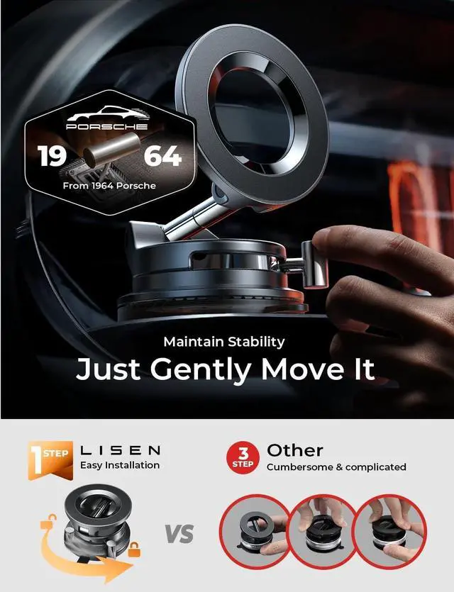 Alt view image 3 of 7 - Suction Cup Phone Mount Vacuum Magnetic Phone Holder 360° Adjustable for MagSafe Car Holder Foldable Suction Phone Mount for Car Truck Boat Vacuum Magnetic Phone Stand for iPhone 16 Pro Max