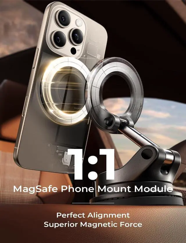 Alt view image 7 of 7 - Suction Cup Phone Mount Vacuum Magnetic Phone Holder 360° Adjustable for MagSafe Car Holder Foldable Suction Phone Mount for Car Truck Boat Vacuum Magnetic Phone Stand for iPhone 16 Pro Max