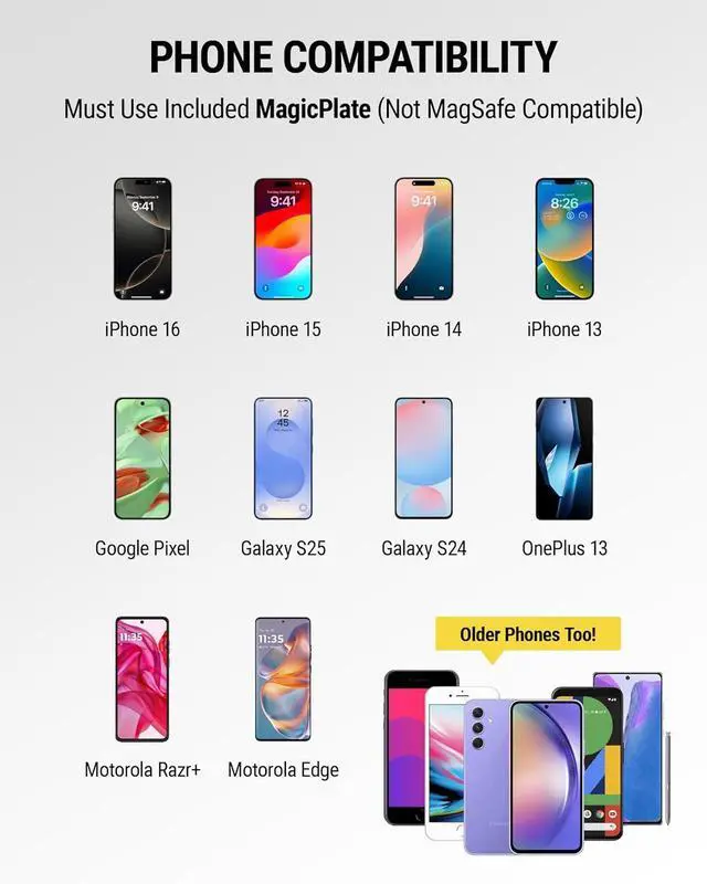 Alt view image 6 of 7 - MAGRKI MagicMount Replacement Metal Plate Kit for Phone Metal Plates for Magnetic Mount Cell Phone Holder for Car Universal with All Devices and Phone Case Black