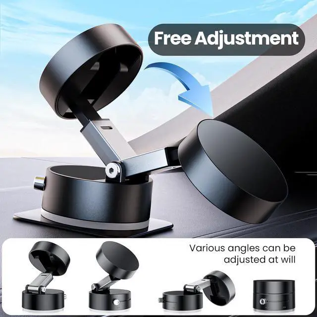 Alt view image 3 of 7 - Vacuum Magnetic Phone Holder Suction Cup Phone Stand for Your Car [One-Key Vacuum Evacuation][96 lbs Strong Suction][N54-4lbs Magnetic] [Adjustable at Any Angle]Black