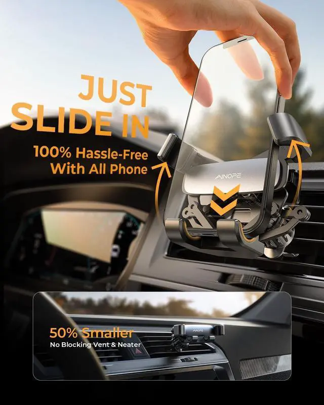Alt view image 2 of 7 - AINOPE Car Phone Holders for Your Car [Ultra Convenient] Air Vent Phone Mount [Upgrade Clamp] Cell Phone Holder Car Interior Accessories Women for iPhone 16 Pro Max 15 Samsung S25 Honda Toyota Mazda