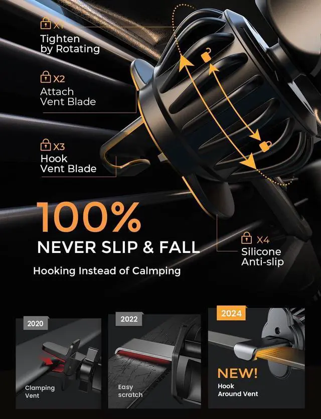 Alt view image 6 of 7 - AINOPE Car Phone Holders for Your Car [Ultra Convenient] Air Vent Phone Mount [Upgrade Clamp] Cell Phone Holder Car Interior Accessories Women for iPhone 16 Pro Max 15 Samsung S25 Honda Toyota Mazda