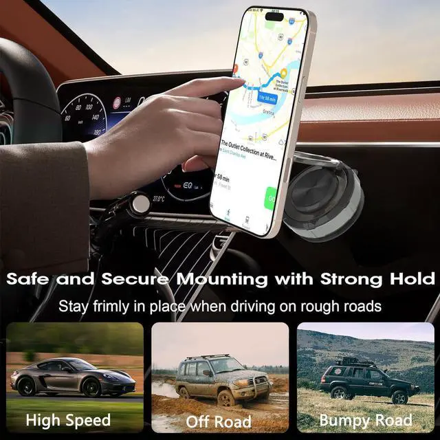 Alt view image 3 of 7 - Car Phone Holder for MagSafe 360° Adjustable Cellphone Mount Stand Vacuum Suction Magnetic Bracket Cell Phone Holders for Your Car/Gym/Mirror Mount for iPhone 16 15 14 & Android Smartphones