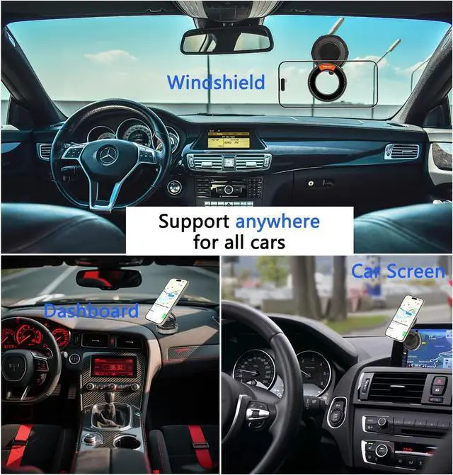 Alt view image 6 of 7 - Car Phone Holder for MagSafe 360° Adjustable Cellphone Mount Stand Vacuum Suction Magnetic Bracket Cell Phone Holders for Your Car/Gym/Mirror Mount for iPhone 16 15 14 & Android Smartphones