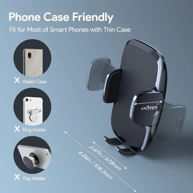 Alt view image 4 of 4 - Phone Mount for Car Holder 6.2IN Windshield Dashboard Mount [Washable Strong Suction Cup] Cell Phone Holder Car Mounts for All iPhone Android Smartphone Grey