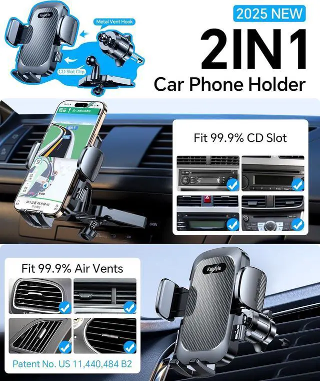 Alt view image 2 of 7 - CD Phone Holder for Car Ultra Sturdy CD Slot & Air VentCD Player Phone Mount for Car CD SlotHands FreeCell Phones Holders for Your Car Accessories for iPhone 16 15 14  All Phones