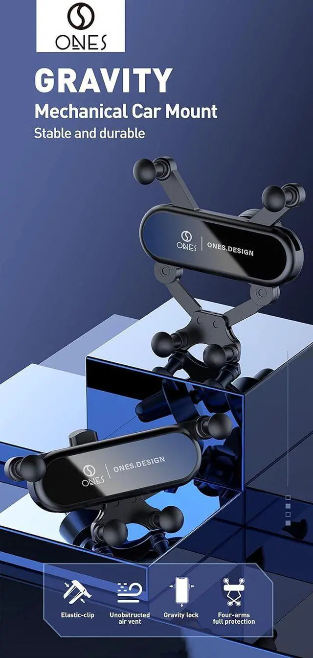 Alt view image 2 of 7 - Gravity Mechanical Car Mount · Air Vent Type · Mini Size [Auto Lock] Hand Operation [Easy Installation] [Stable] [Angle Adjust] [Silicone Protect] Mobile Phone Holder for All Cars  Phones