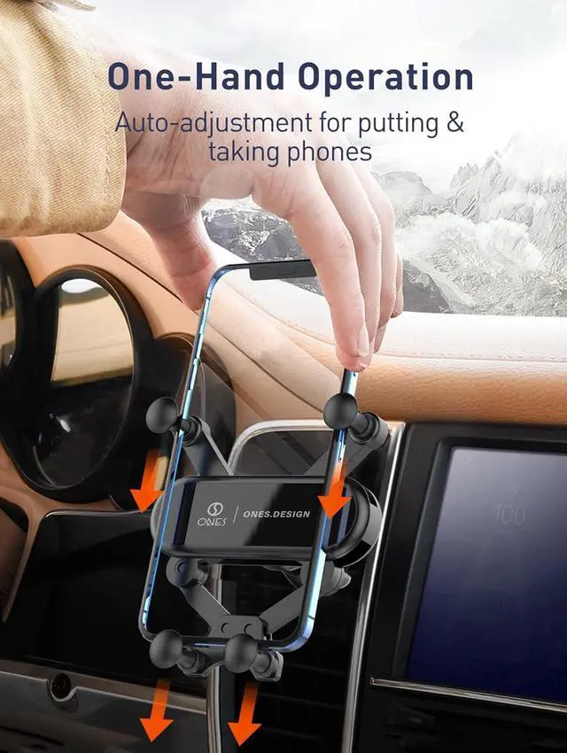 Alt view image 3 of 7 - Gravity Mechanical Car Mount · Air Vent Type · Mini Size [Auto Lock] Hand Operation [Easy Installation] [Stable] [Angle Adjust] [Silicone Protect] Mobile Phone Holder for All Cars  Phones