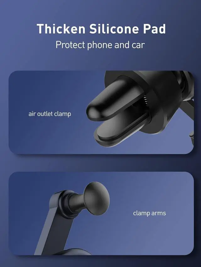 Alt view image 5 of 7 - Gravity Mechanical Car Mount · Air Vent Type · Mini Size [Auto Lock] Hand Operation [Easy Installation] [Stable] [Angle Adjust] [Silicone Protect] Mobile Phone Holder for All Cars  Phones