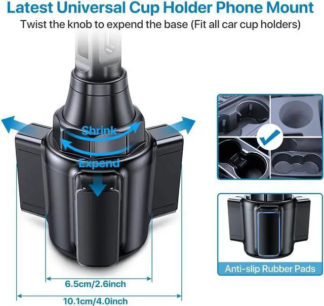 Alt view image 4 of 6 - 2025 Upgraded Universal Cup Phone Holder for Car [Rotatable & Adjustable] Long Neck Car Cup Holder Phone Mount Compatible with iPhone  Google & More Smartphones