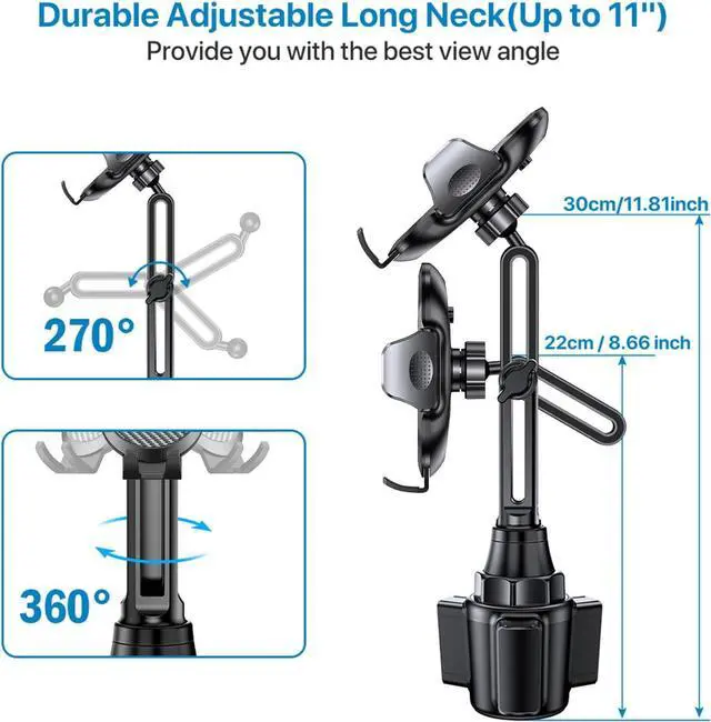 Alt view image 5 of 6 - 2025 Upgraded Universal Cup Phone Holder for Car [Rotatable & Adjustable] Long Neck Car Cup Holder Phone Mount Compatible with iPhone  Google & More Smartphones