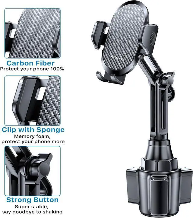 Alt view image 6 of 6 - 2025 Upgraded Universal Cup Phone Holder for Car [Rotatable & Adjustable] Long Neck Car Cup Holder Phone Mount Compatible with iPhone  Google & More Smartphones