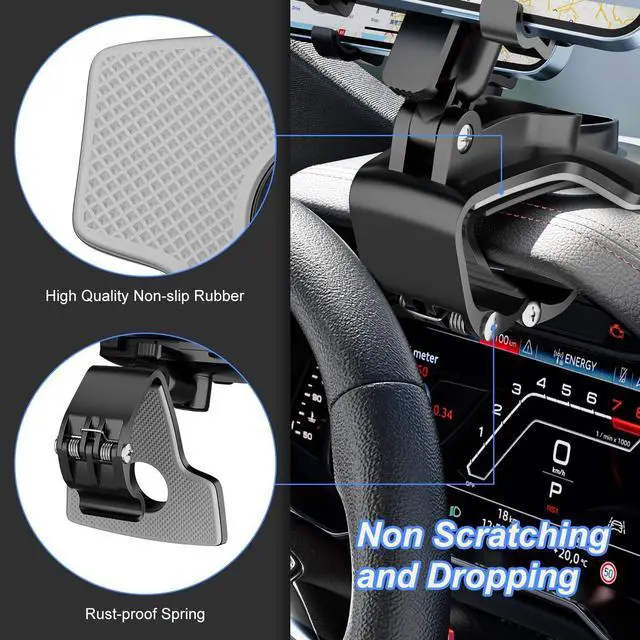 Alt view image 4 of 7 - Car Phone Holder Car Phone Holder Mount for Dashboard Multi-Function One-Hand Operation Clip-on Smartphone Holder Compatible with 4.3-7.6 Inch Smartphones Suitable for Thick Cases