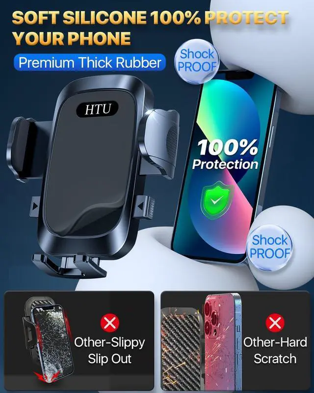 Alt view image 2 of 7 - [True Military-Grade Car Phone Holder [2025 Upgraded Strongest Suction & Vent Clip] Cell Phone Car Mount for Dashboard Windshield Vent Truck Cradle Dash Stand (Black)