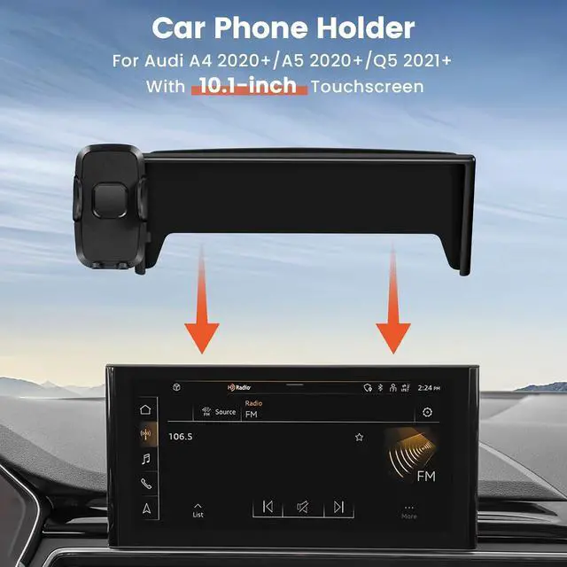 Alt view image 2 of 7 - peleus Car Phone Holder for Audi A4 2020+ A5 2020+ Q5 2021+ Car Phone Mount for Audi A4 with 10.1-Inch Screen Fit for Most Smartphones Cell Phone Automobile Cradles Hands-Free 360 Degree Rotation