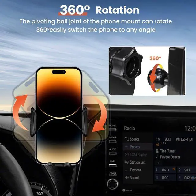 Alt view image 3 of 7 - peleus Car Phone Holder for Audi A4 2020+ A5 2020+ Q5 2021+ Car Phone Mount for Audi A4 with 10.1-Inch Screen Fit for Most Smartphones Cell Phone Automobile Cradles Hands-Free 360 Degree Rotation