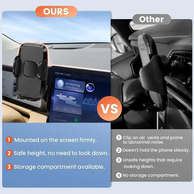 Alt view image 6 of 7 - peleus Car Phone Holder for Audi A4 2020+ A5 2020+ Q5 2021+ Car Phone Mount for Audi A4 with 10.1-Inch Screen Fit for Most Smartphones Cell Phone Automobile Cradles Hands-Free 360 Degree Rotation