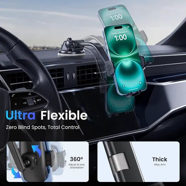 Alt view image 3 of 7 - Car Phone Holder Universal Phone Mount for Car Dashboard&Windshield&Air Vent Super Suction Dash Cellphone Car Mount Stand for iPhone 16/15/14/13/12/11 Pro Max  & Android Smartphones
