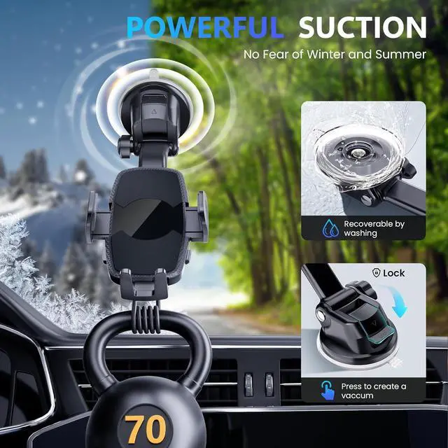Alt view image 4 of 7 - Car Phone Holder Universal Phone Mount for Car Dashboard&Windshield&Air Vent Super Suction Dash Cellphone Car Mount Stand for iPhone 16/15/14/13/12/11 Pro Max  & Android Smartphones