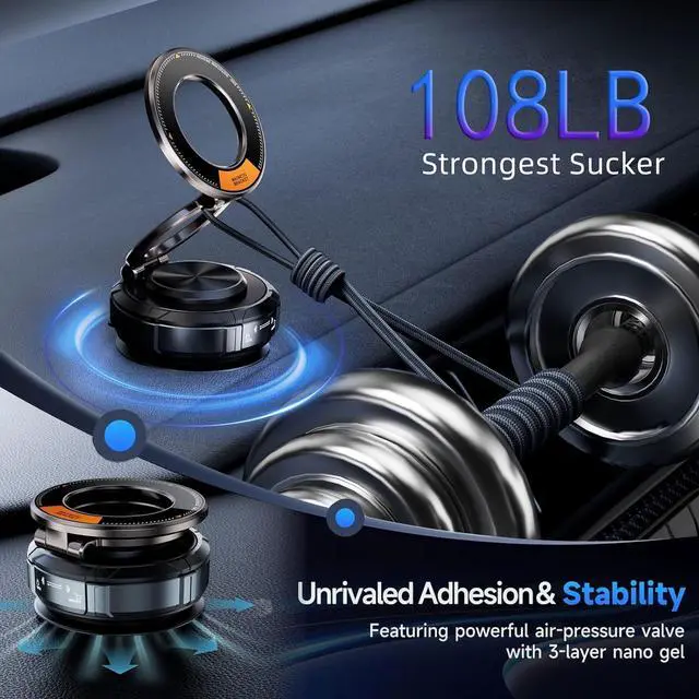 Alt view image 2 of 7 - Car Phone Holder for Magsafe Strongest Suction Vacuum Magnetic 360° Adjustable Dashboard Windshield Phone Mount Universal Automobile Cradle Cell Phone Holders Stand for iPhone Android All Car Model