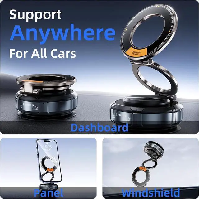 Alt view image 7 of 7 - Car Phone Holder for Magsafe Strongest Suction Vacuum Magnetic 360° Adjustable Dashboard Windshield Phone Mount Universal Automobile Cradle Cell Phone Holders Stand for iPhone Android All Car Model